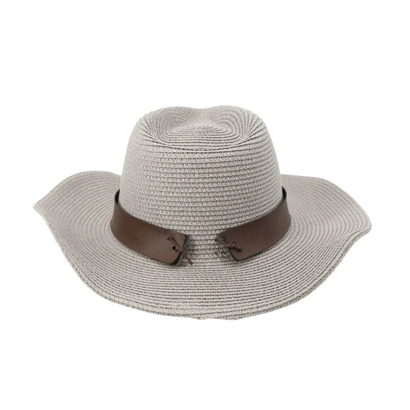Lucky 7 USA Boho Western Light Gray Paper Straw Foldable Hat Cowboy main image 4